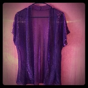 Sheer purple leopard print shirt.